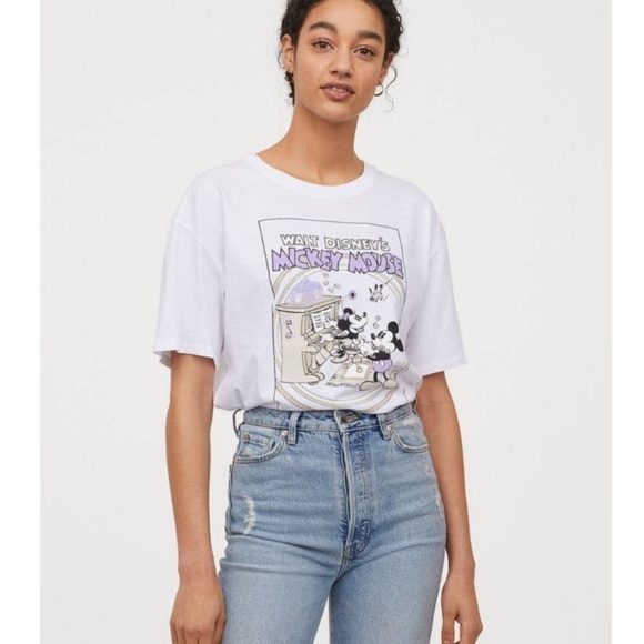 H&M Disney‎ Mickey & Minnie Mouse T Shirt Size XS - Picture 1 of 12